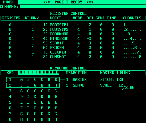 Page 3 - with eight different sounds loaded for Foley work.